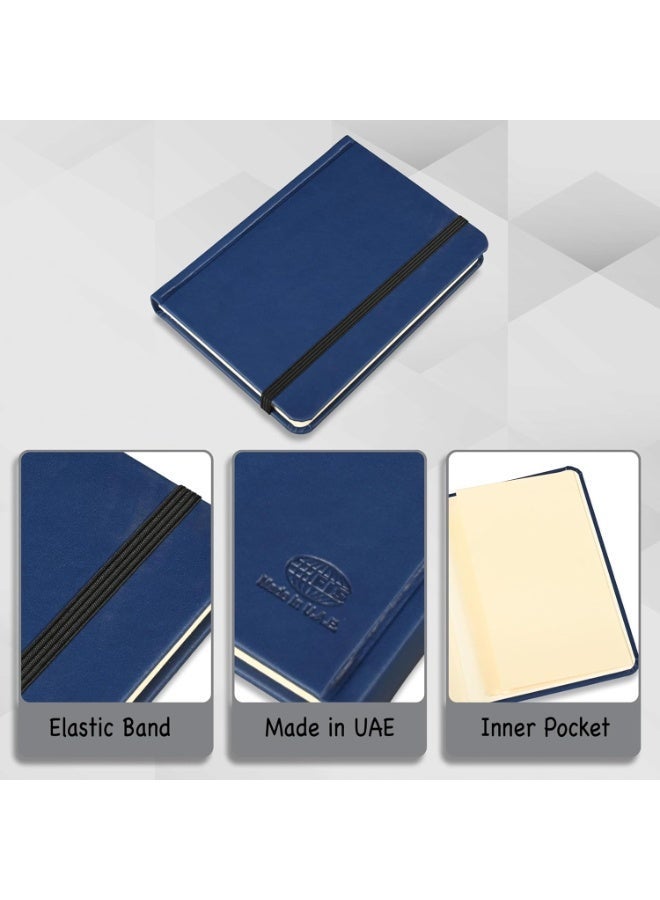 FIS® Hard Cover Notebook, Italian PU Materials, A6 Size(105x148mm),240 Pages, Plain No Ruling, Round Corners with Elastic Band Closure,70gsm Italian Ivory Paper,1 Piece, Blue Cover Color-FSNBPL1605 - Image 3